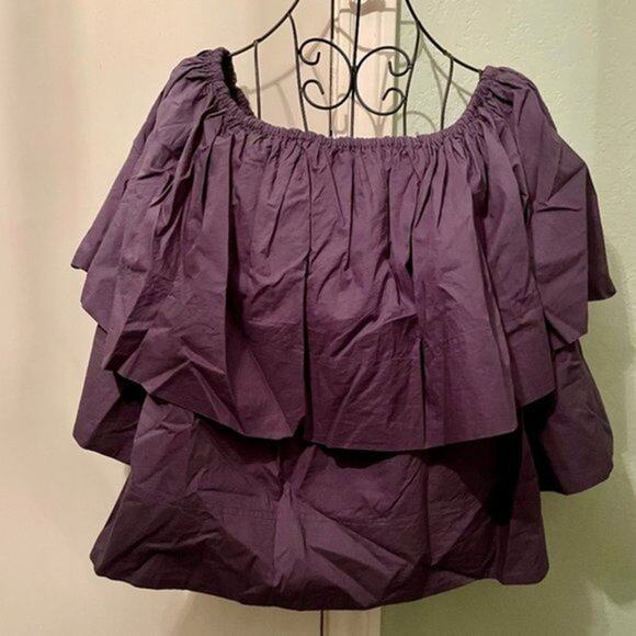 Apiece Apart Off the shoulder Cotton Blouse Navy size 10 - Picture 3 of 4